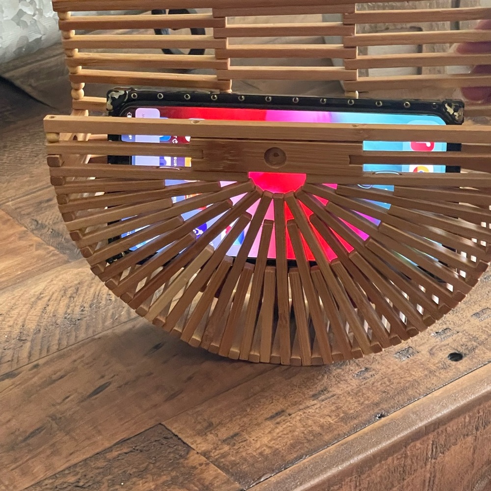 Semicircle Bamboo Small Crossbody Shoulder Bags Eco Friendly Baskets Handbags